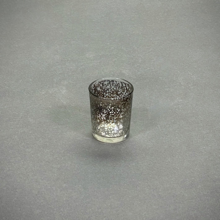 Silver Crackle Tea Light Holder
